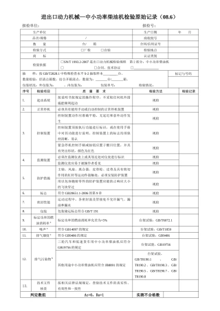 进出口动力机械中小功率柴油机检验原始记录(086)