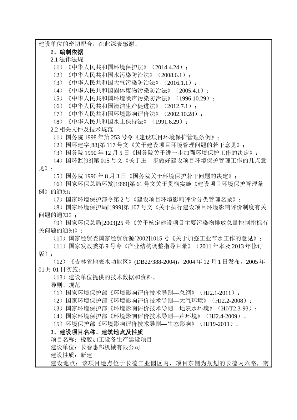 橡胶加工设备生产建设项目基本情况_第2页