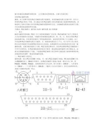 最全的PLC通讯电缆编程电缆自制（DOC53页）