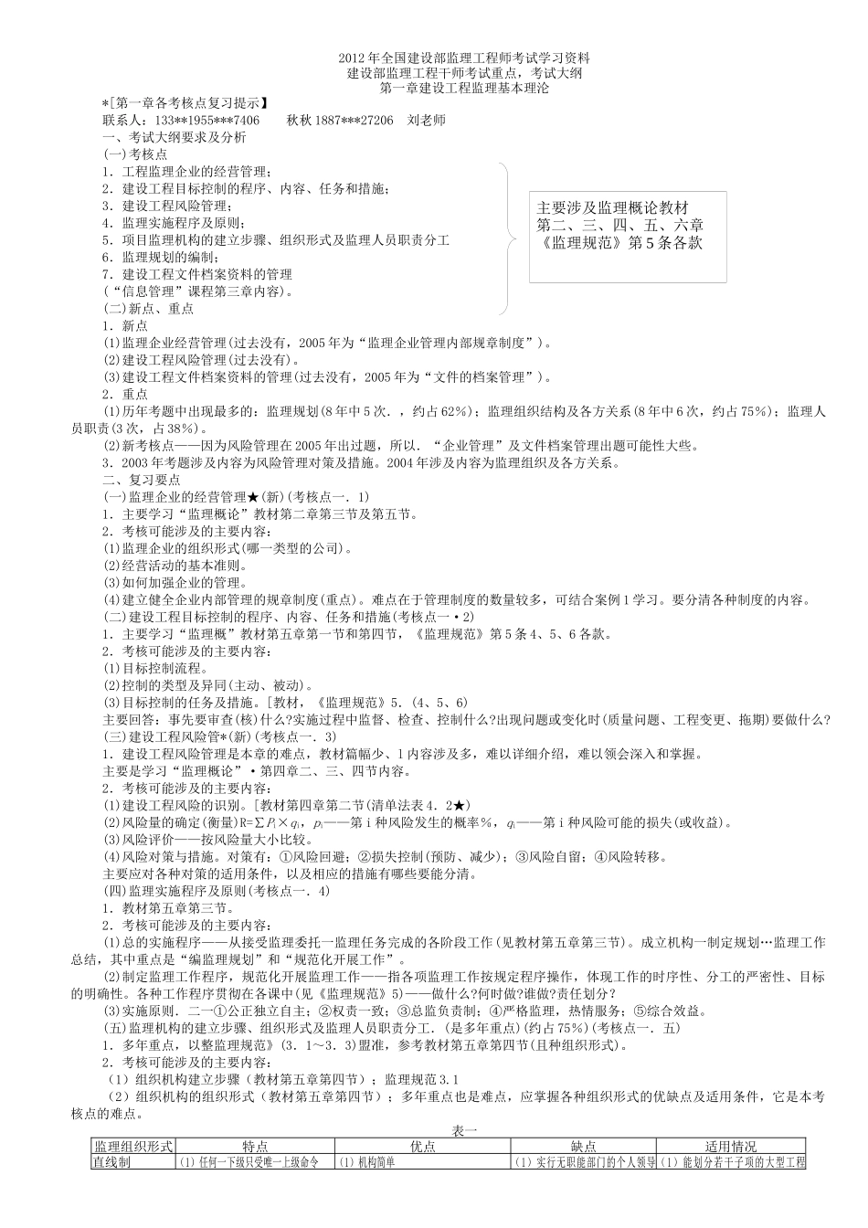 XXXX建设部监理工程师学习资料,全国监理工程师_第1页