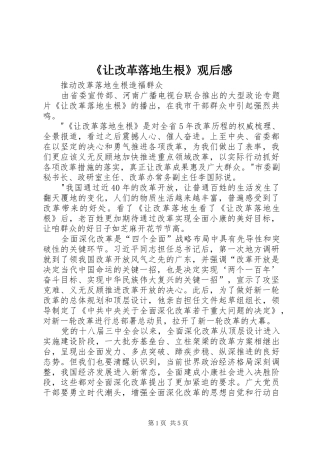 《让改革落地生根》观后感