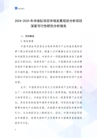 2024-2025年冲浪缸项目市场发展现状分析项目深度可行性研究分析报告