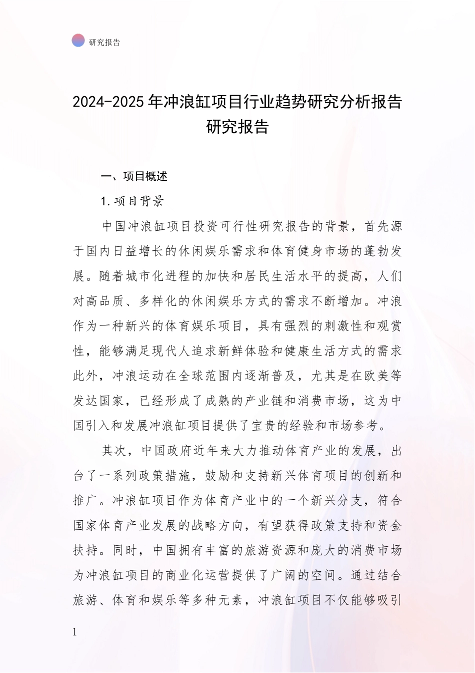 2024-2025年冲浪缸项目行业趋势研究分析报告研究报告_第1页