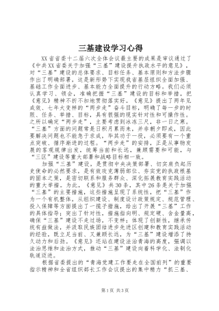 三基建设学习心得