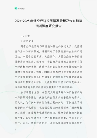 2024-2025年低空经济发展情况分析及未来趋势预测深度研究报告