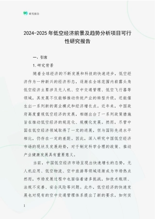 2024-2025年低空经济前景及趋势分析项目可行性研究报告