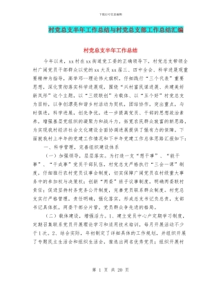 村党总支半年工作总结与村党总支部工作总结汇编