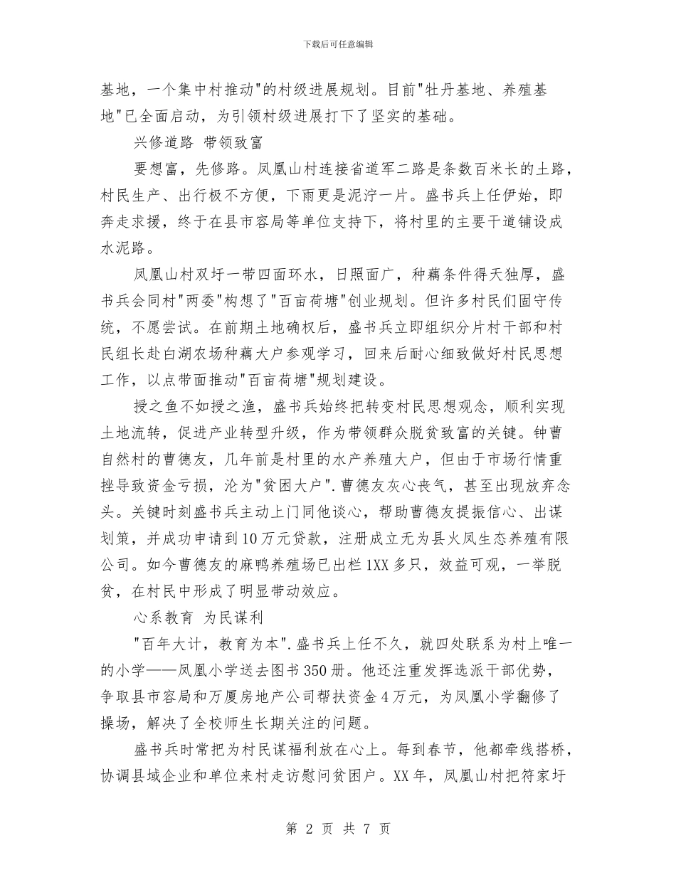 村党总支第一书记先进事迹材料与村党总支部工作总结汇编_第2页