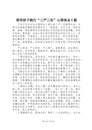 领导班子践行“三严三实”心得体会5篇