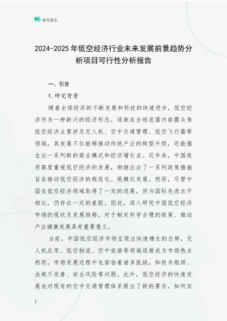 2024-2025年低空经济行业未来发展前景趋势分析项目可行性分析报告