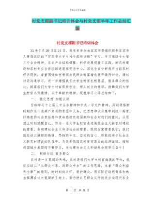 村党支部副书记培训体会与村党支部半年工作总结汇编