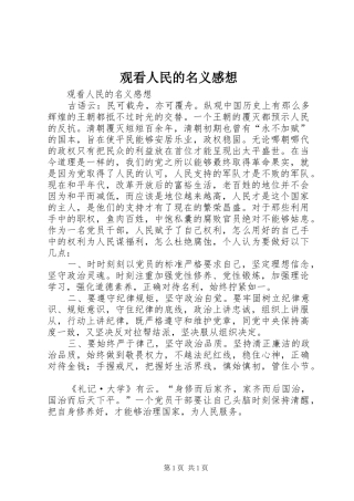 观看人民的名义感想