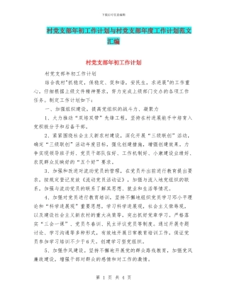 村党支部年初工作计划与村党支部年度工作计划范文汇编