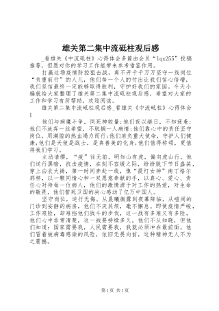 雄关第二集中流砥柱观后感