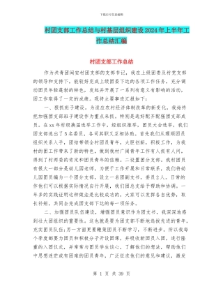 村团支部工作总结与村基层组织建设2024年上半年工作总结汇编