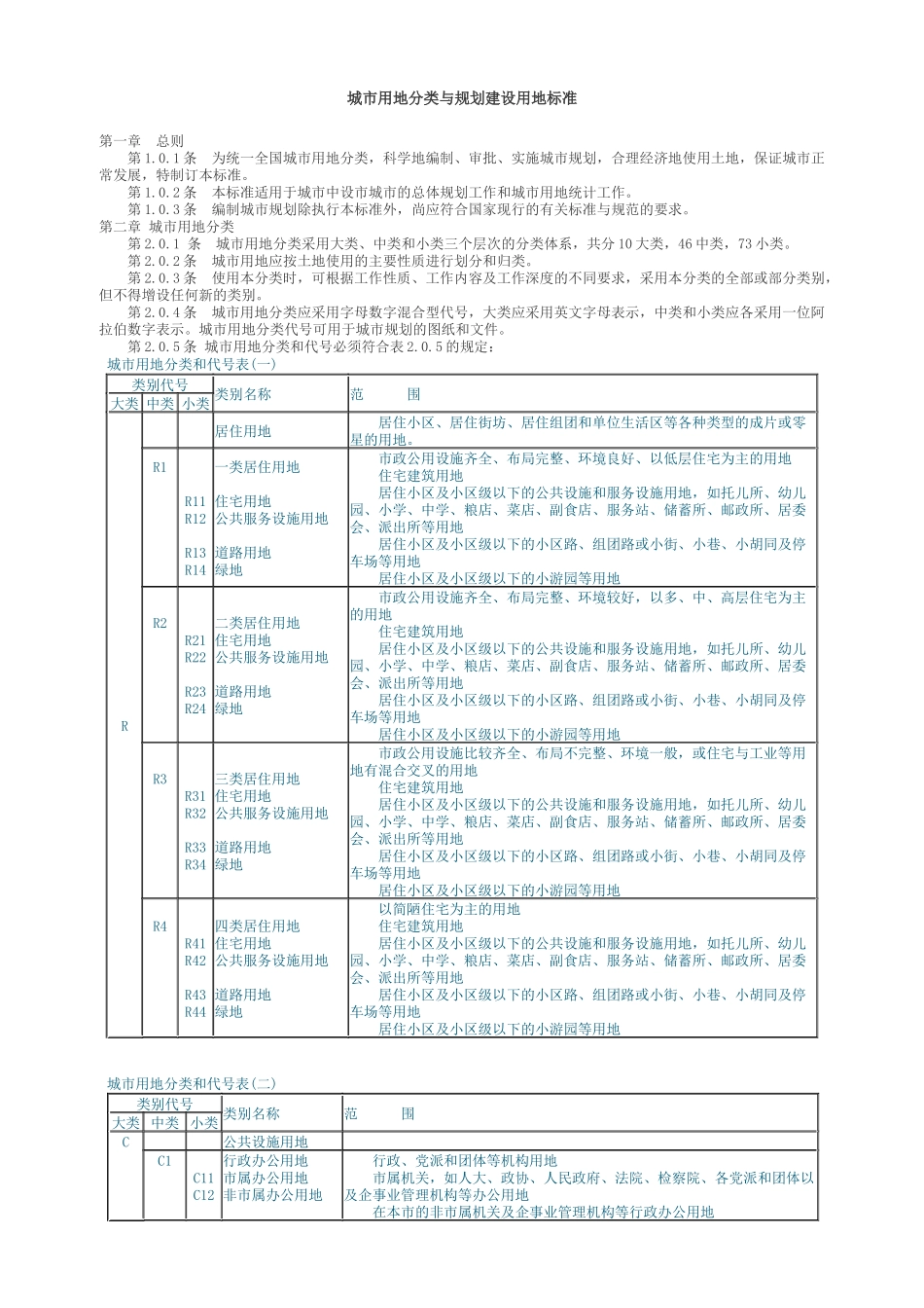 0城市用地分类与规划建设用地标准_第1页