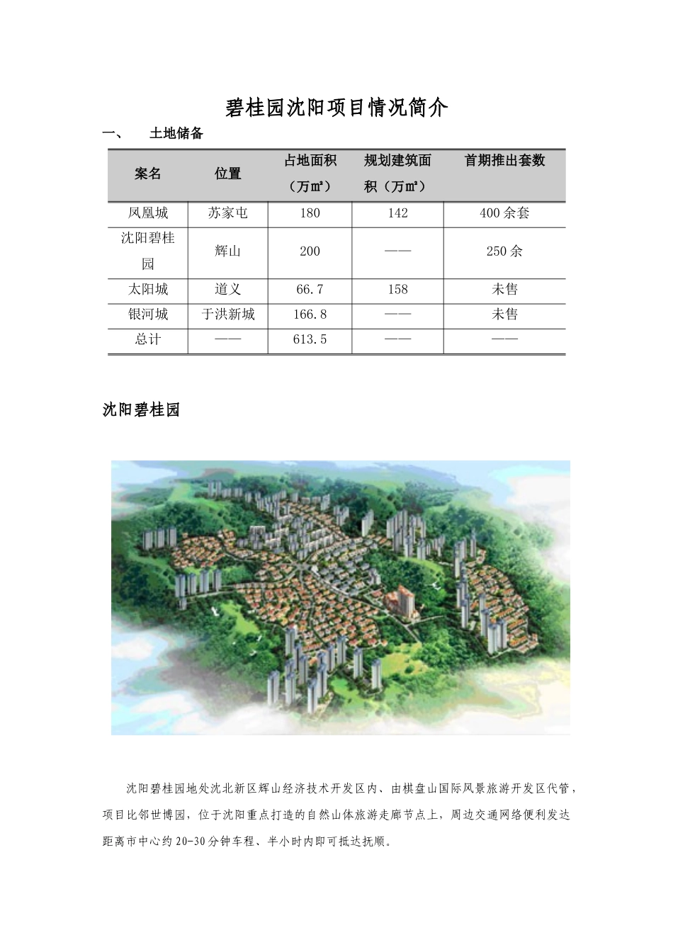 沈阳某地产项目情况简介721_第1页