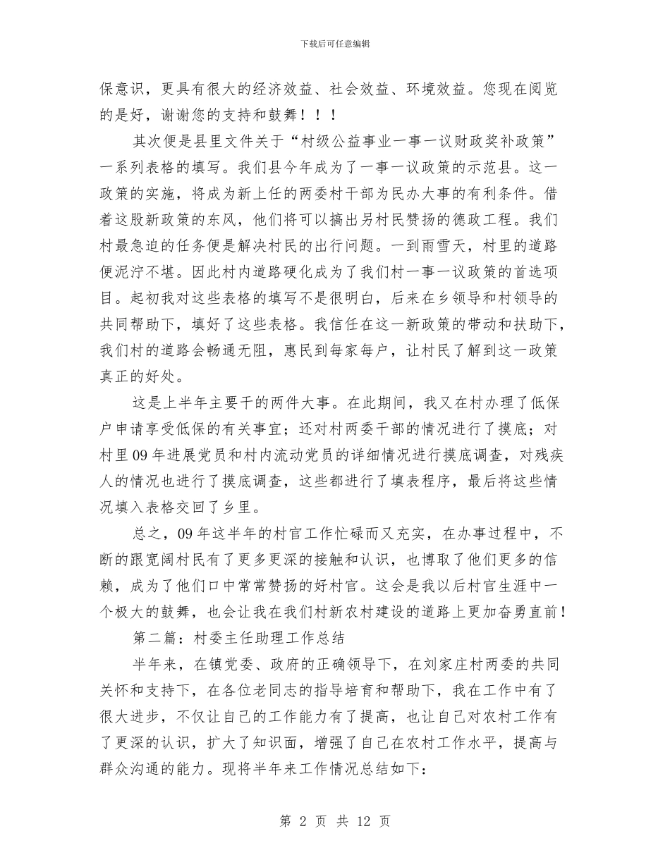 村委主任助理工作总结与村委主任助理工作总结范文汇编_第2页