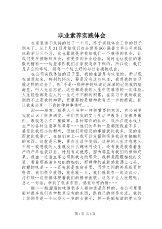 职业素养实践体会