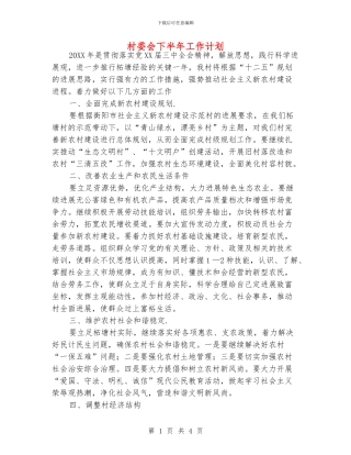 村委会下半年工作计划