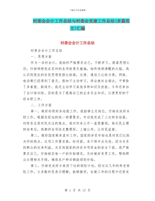 村委会会计工作总结与村委会党建工作总结汇编