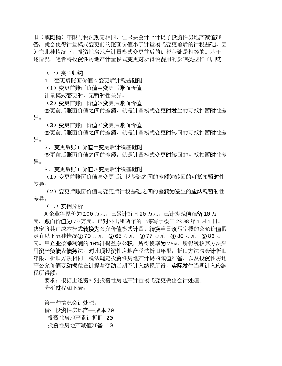 【精品文档-管理学】投资性房地产计量模式变更的账务调整_财务_第3页