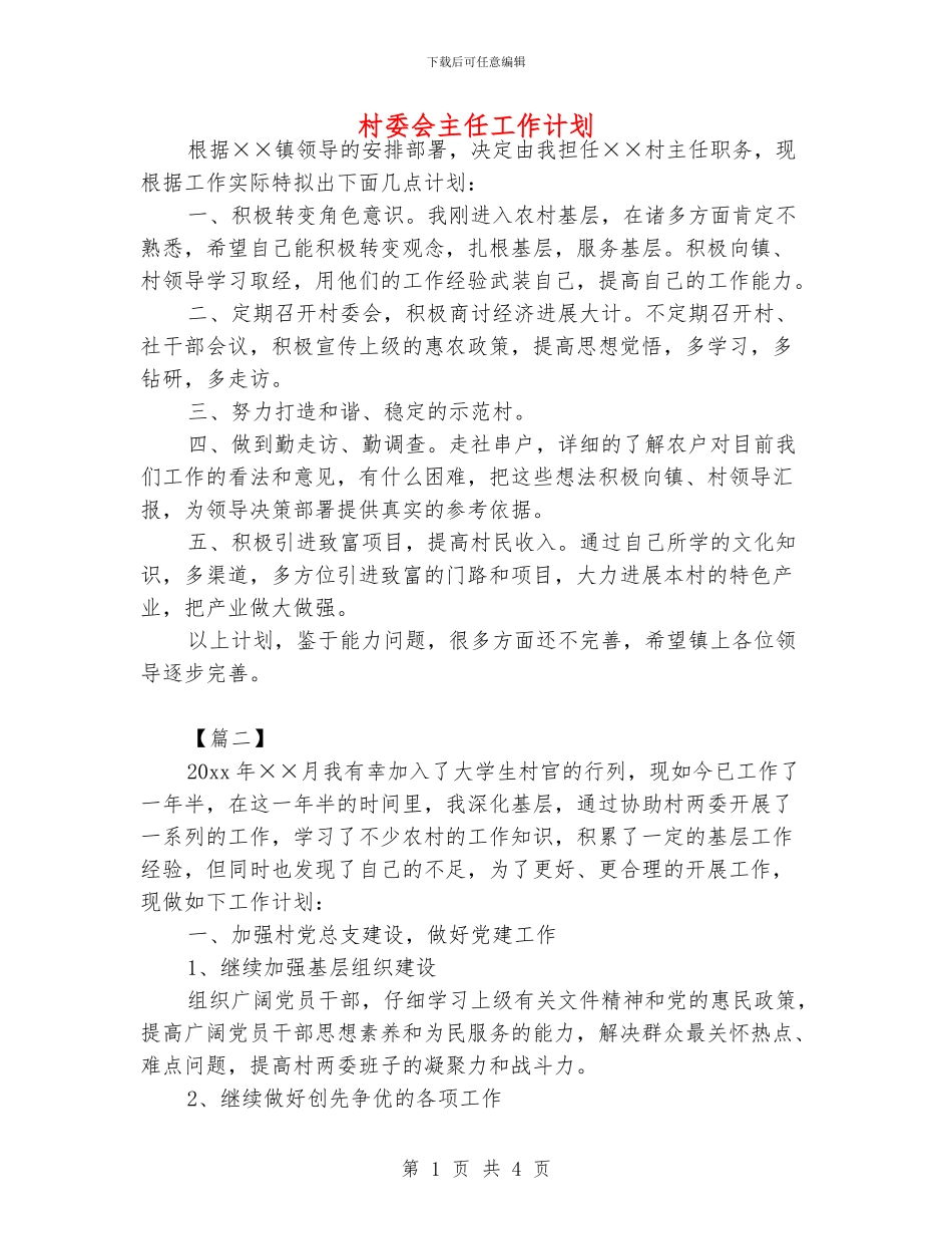 村委会主任工作计划_第1页