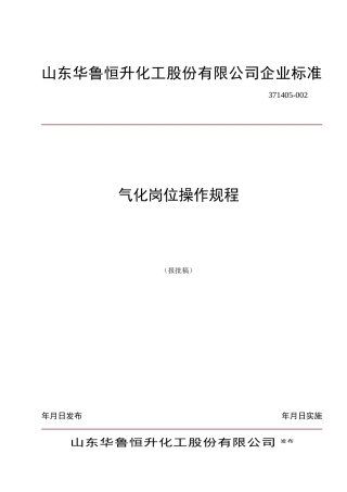 某化工股份有限公司气化岗位操作规程