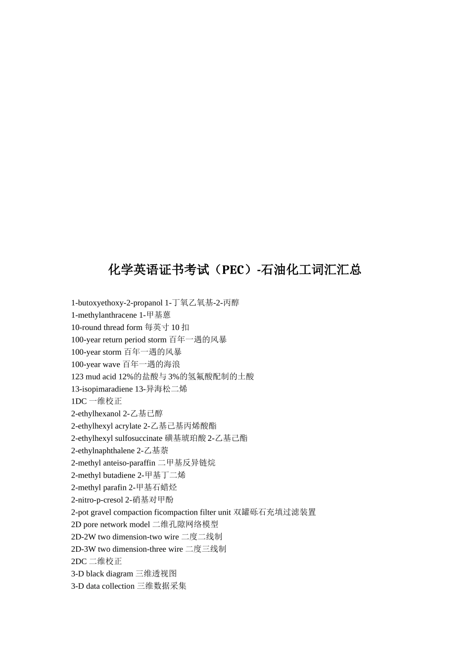 石油化工英语词汇汇总_第1页