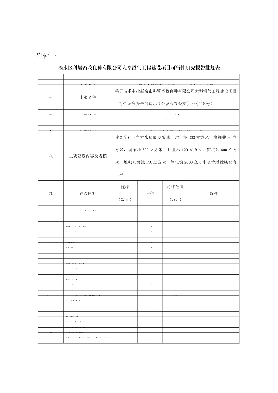 渝水区科繁畜牧良种有限公司大型沼气工程建设项目可行..._第1页