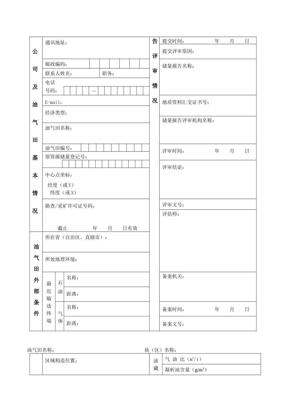 油气矿产资源储量登记书-登记号：_第2页