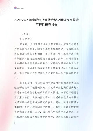 2024-2025年宏观经济现状分析及形势预测投资可行性研究报告