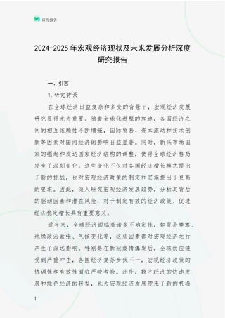 2024-2025年宏观经济现状及未来发展分析深度研究报告