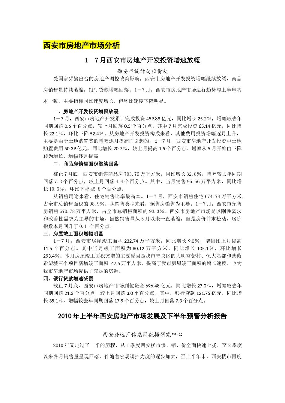 XXXX西安市房地产市场_第1页