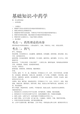 主管中药师中药重点（DOC30页）
