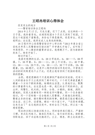 王昭冉培训心得体会