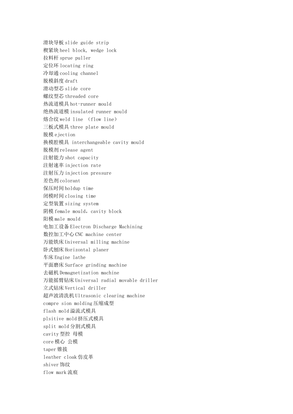 模具各零部件名称中英文对照表_第3页