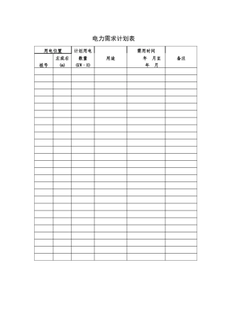 电力需求计划表