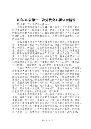 XX年XX省第十三次党代会心得体会精选