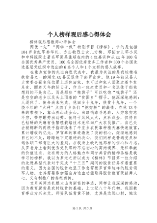 个人榜样观后感心得体会