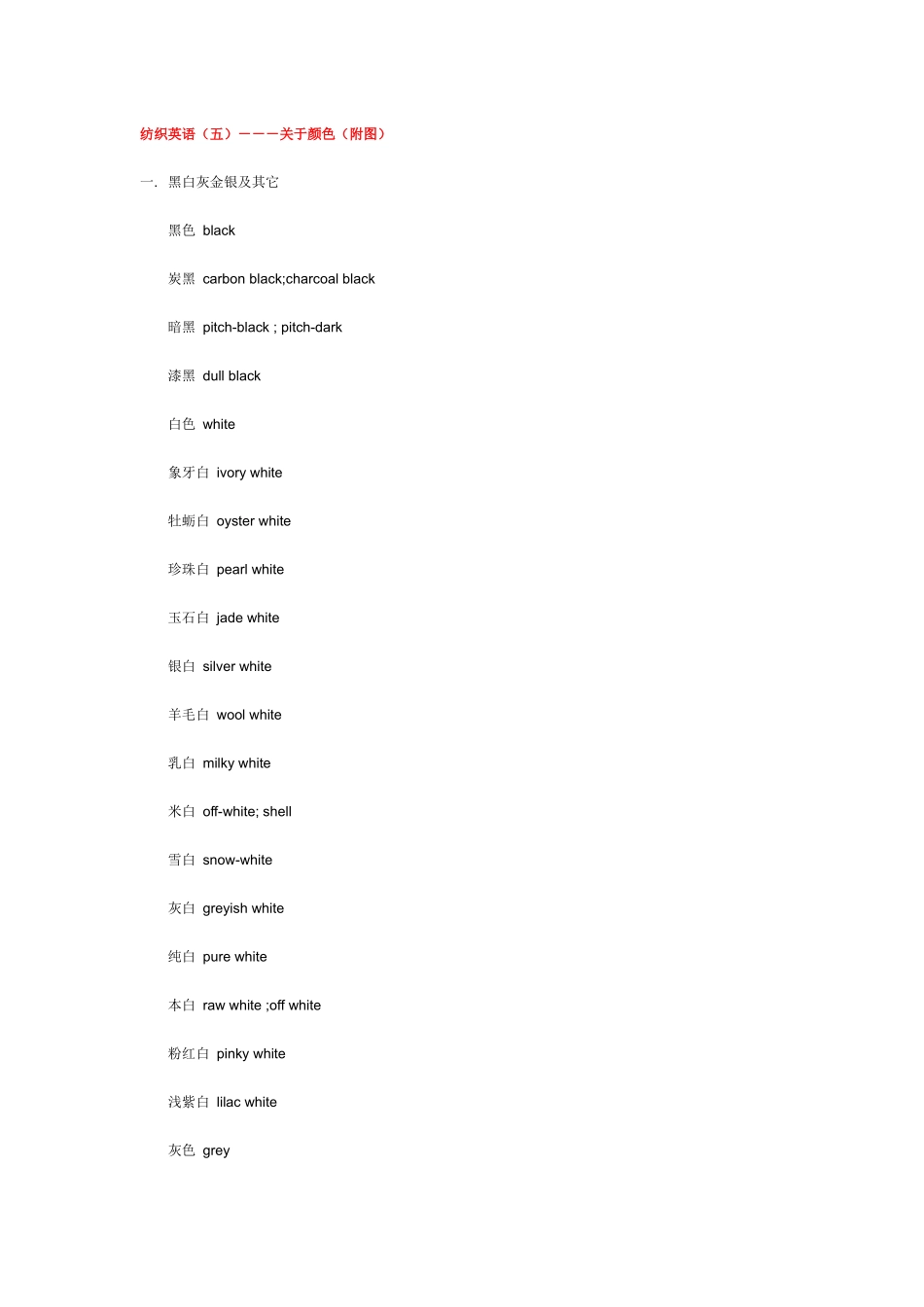 纺织英语版－－－关于颜色_第1页