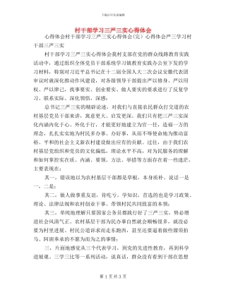 村干部学习三严三实心得体会
