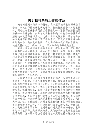 关于秸秆禁烧工作的体会
