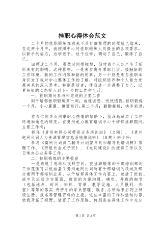 挂职心得体会范文