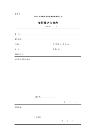 中华人民共和国药品监督行政执法文书(卫生部88号令附表