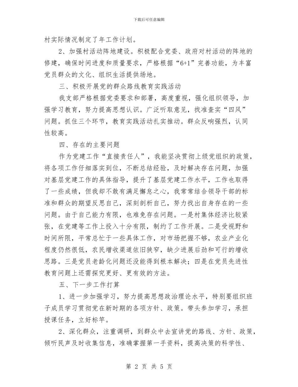 村支部书记党建工作述职报告与村支部书记年终总结汇编_第2页