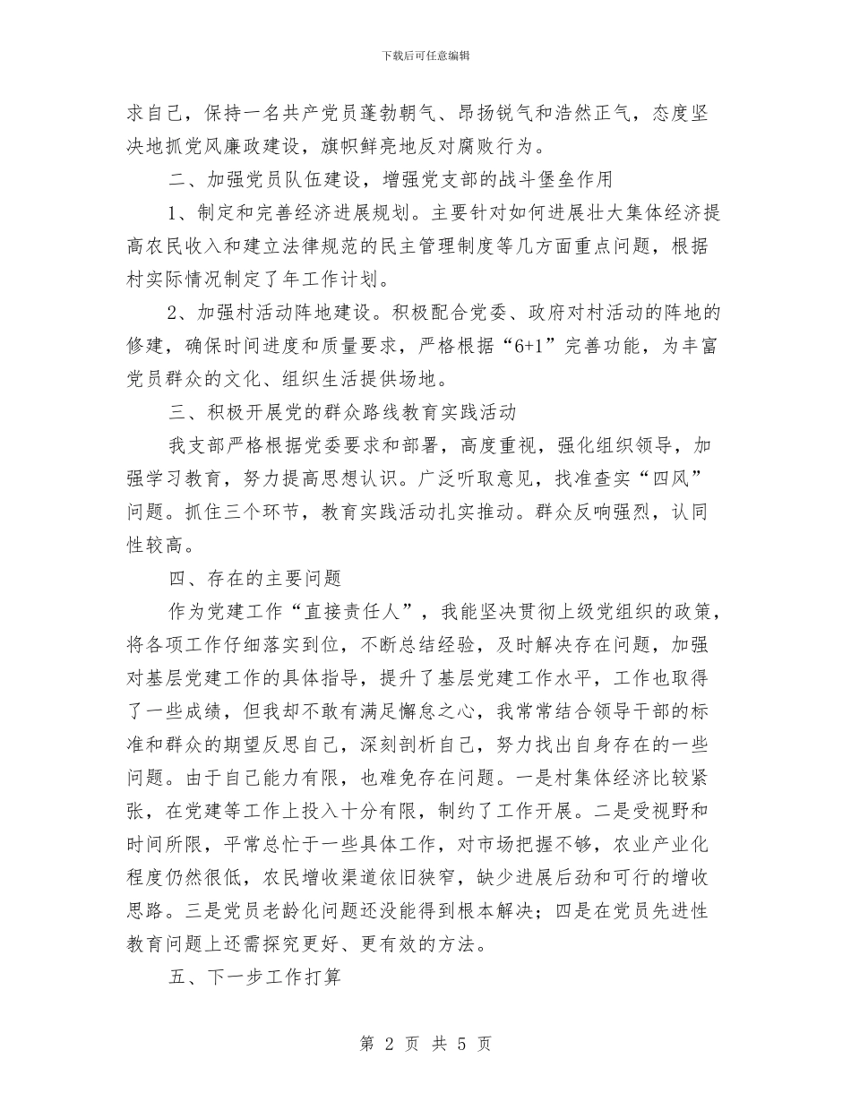 村支部书记党建工作述职报告与村支部书记公开述职述廉报告汇编_第2页