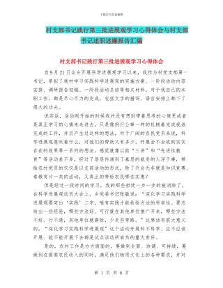村支部书记践行第三批发展观学习心得体会与村支部书记述职述廉报告汇编