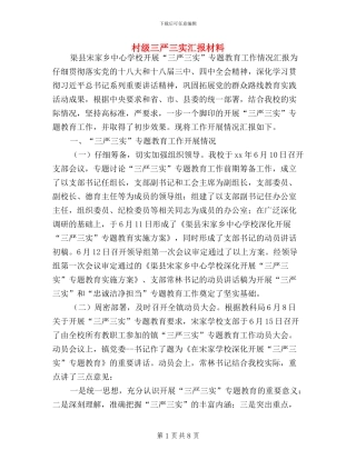 村级三严三实汇报材料