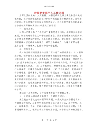 村级党支部个人工作计划